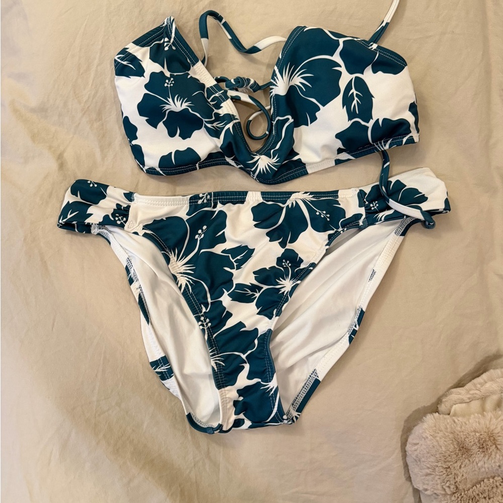 Carve Designs Teal and White Floral Bikini